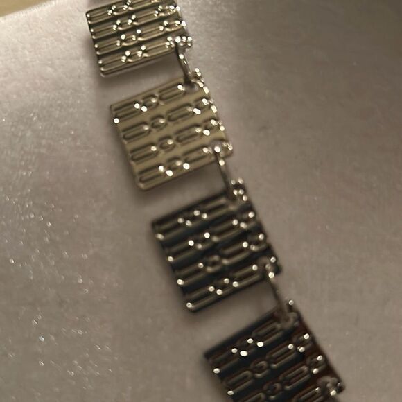 Christian Sirano Womens Silver Statement Necklace Chunky Square Chain Design New - Picture 2 of 6